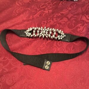 Chic Black Belt with Silver Accents